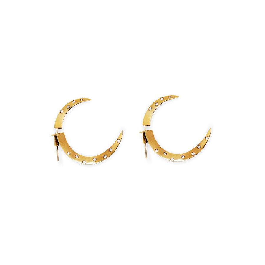 Half moon hooks with stones UNCINI | OR F/R BIGBRO ZIRC BIANCHI